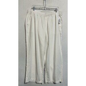 Old Navy Pants Womens XL Bright White Wide Leg High Waisted Linen Blend Boho